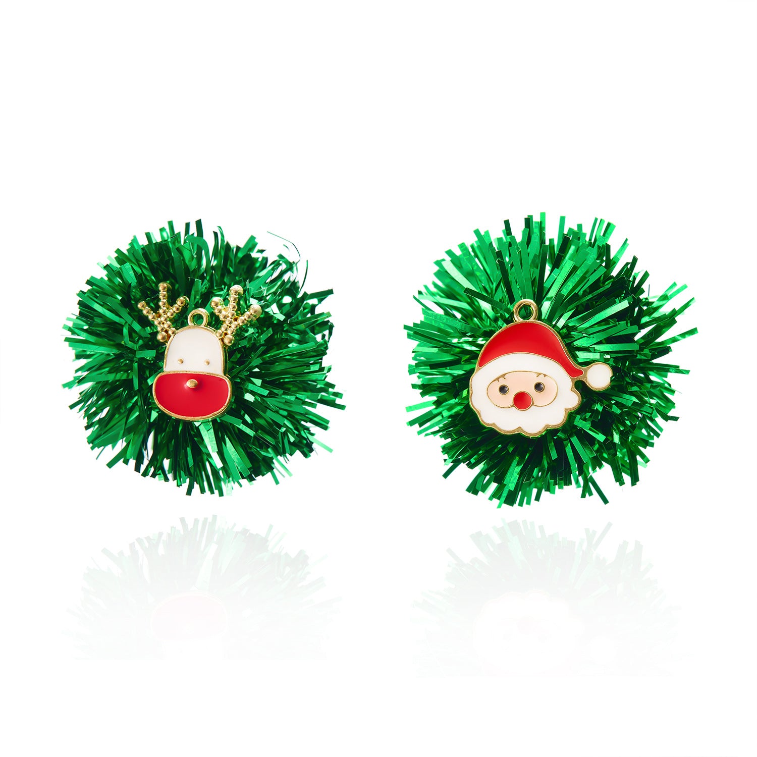 Wholesale  exaggerated fashion Christmas tree elk old man cute gold ball asymmetric earrings