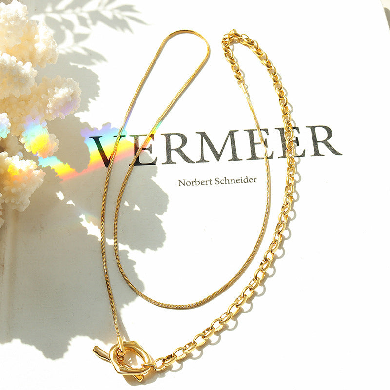 Wholesale Titanium Steel Plated 18K Gold OT Buckle Adjustable Chain Necklace Trendy Fashion Jewelry for Women