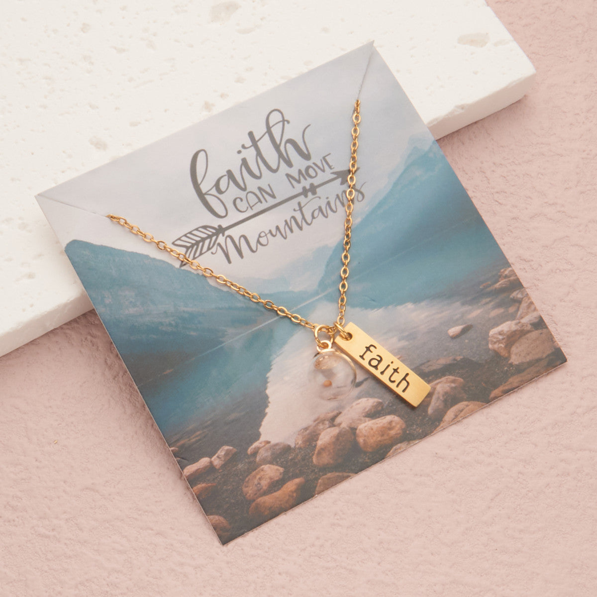 Wholesale Stainless Steel Mustard Seed 18K Gold Plated Hand Blown Glass Ball Necklace ACC-NE-MS029