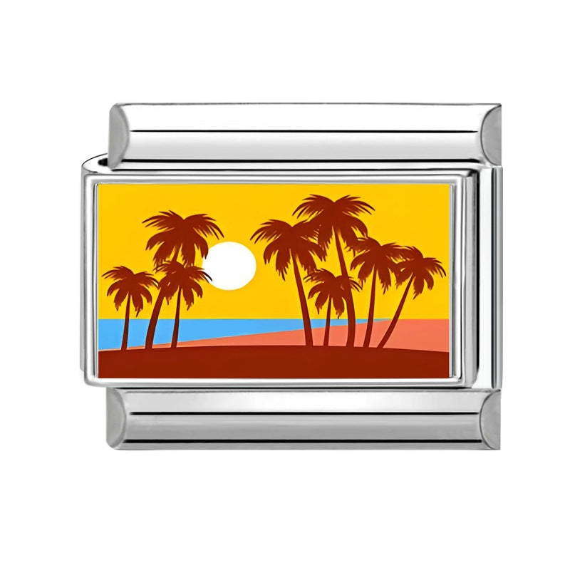 Wholesale Italian-Style Landscape Charm Stainless Steel Bracelet Jewelry Accessory
