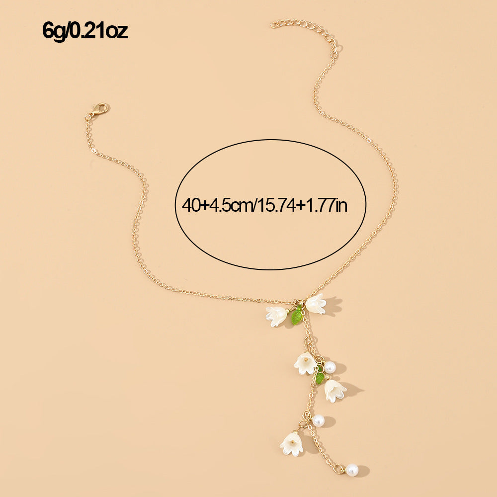 Wholesale Long Tassel Lily of the Valley Necklace Bracelet Earrings Anklet Set
