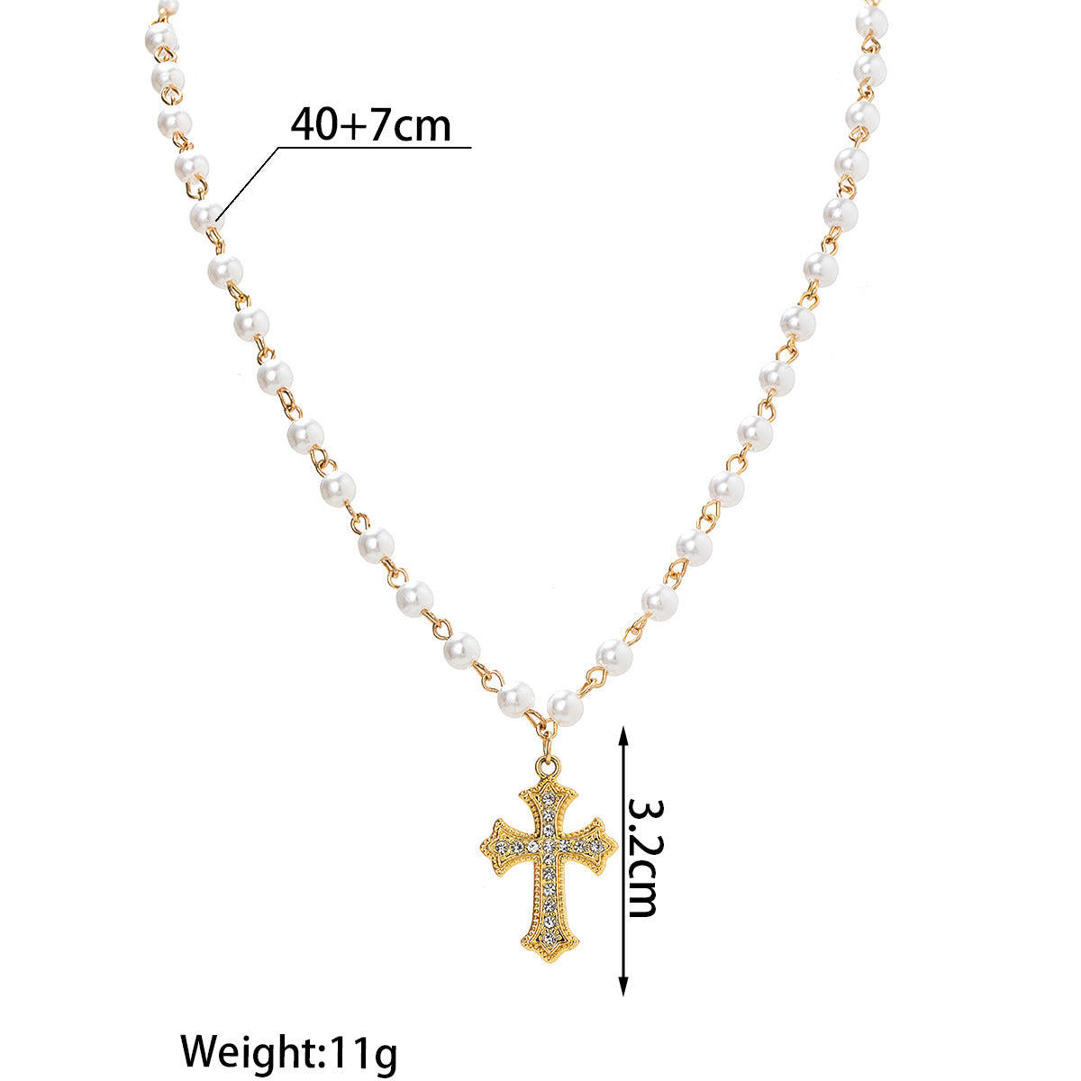 Wholesale Alloy Cross Pearl Adjustable Women's Necklace