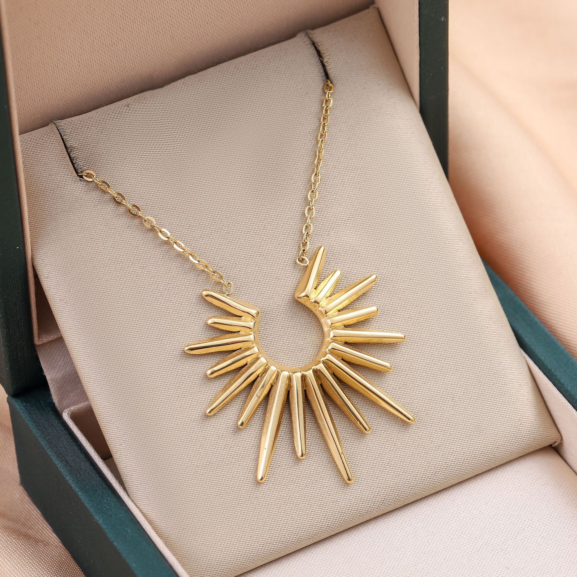 Wholesale Radiation Sunflower Titanium Steel Necklace