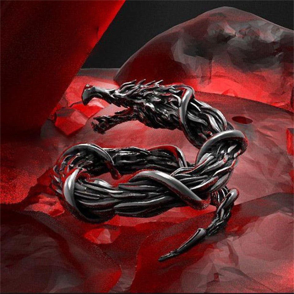 Wholesale Gothic Black Dragon Wrap Open Adjustable Ring