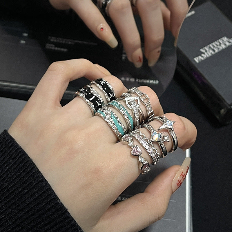 Wholesale Vintage Oil Dripping Copper Open Adjustable Finger Rings ACC-RS-JiuHao030