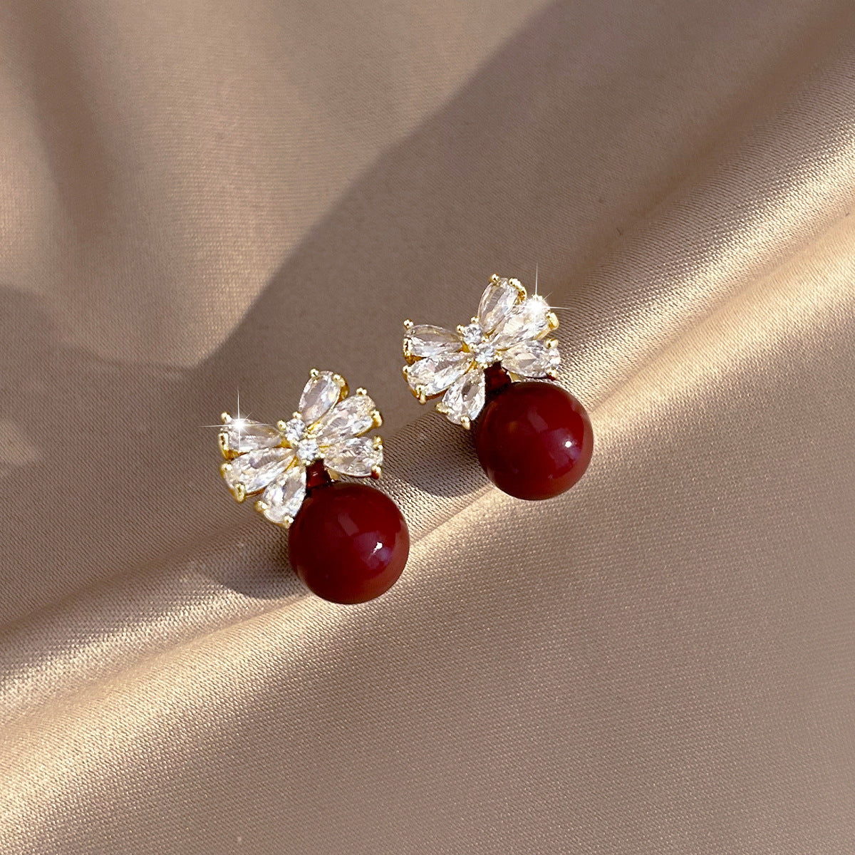 Wholesale Luxury Crystal Flower Earrings