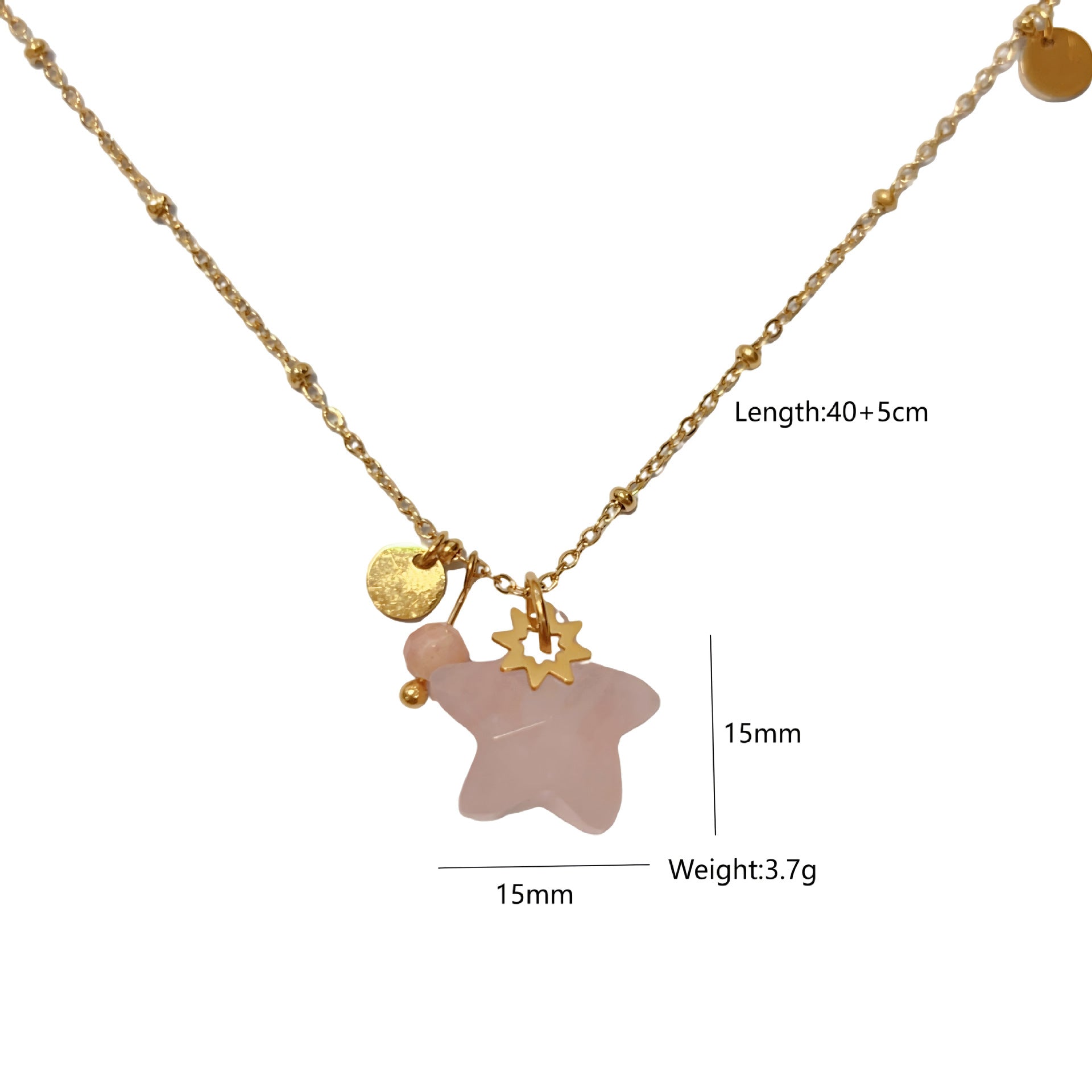 Wholesale Stainless Steel Natural Stone Star Necklace Geometric Redstone Necklace