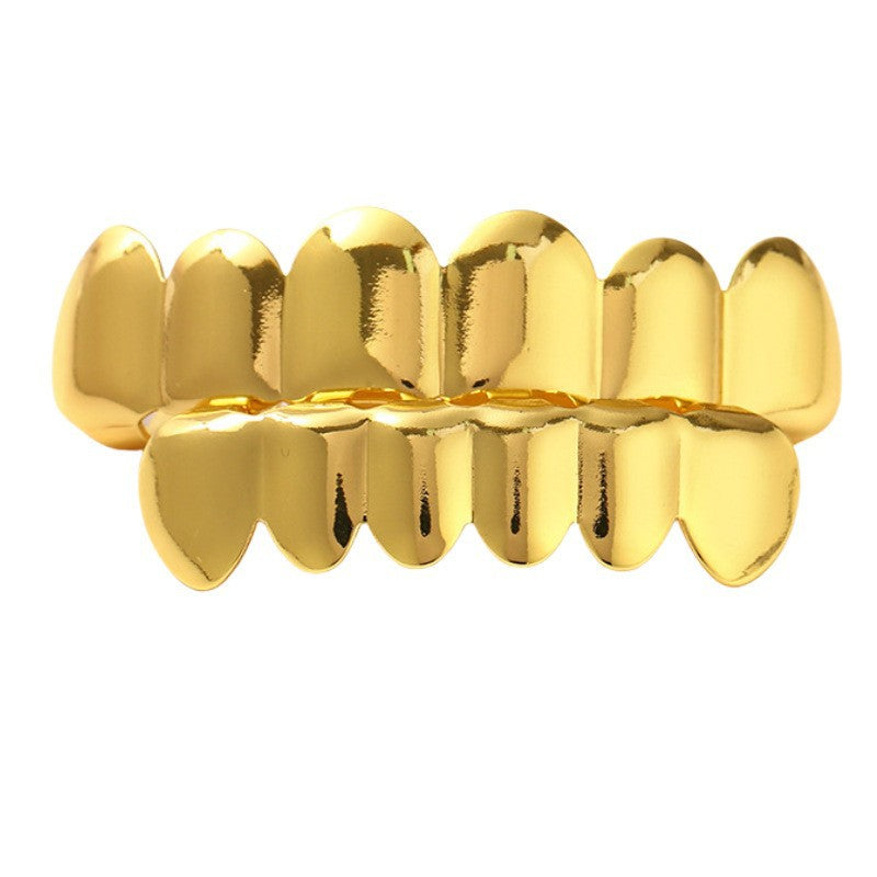 Wholesale Gold Hip Hop Teeth Braces 6 Upper 6 Lower Smooth Surface Fashion Accessory
