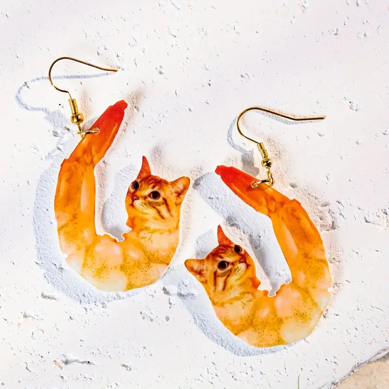 Wholesale Funny lobster cat earrings