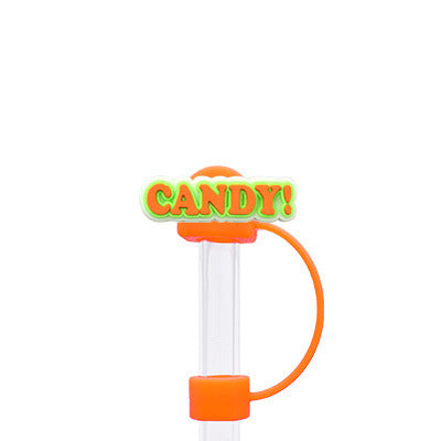 Wholesale Random 100pcs Halloween 10MM PVC Straw Tube Cap ACC-SCR-YiQu002