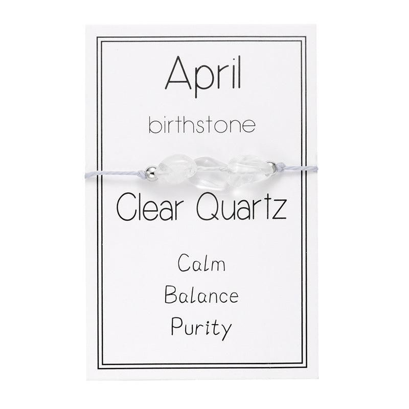 Wholesale irregular stone 3 birthstone card bracelet