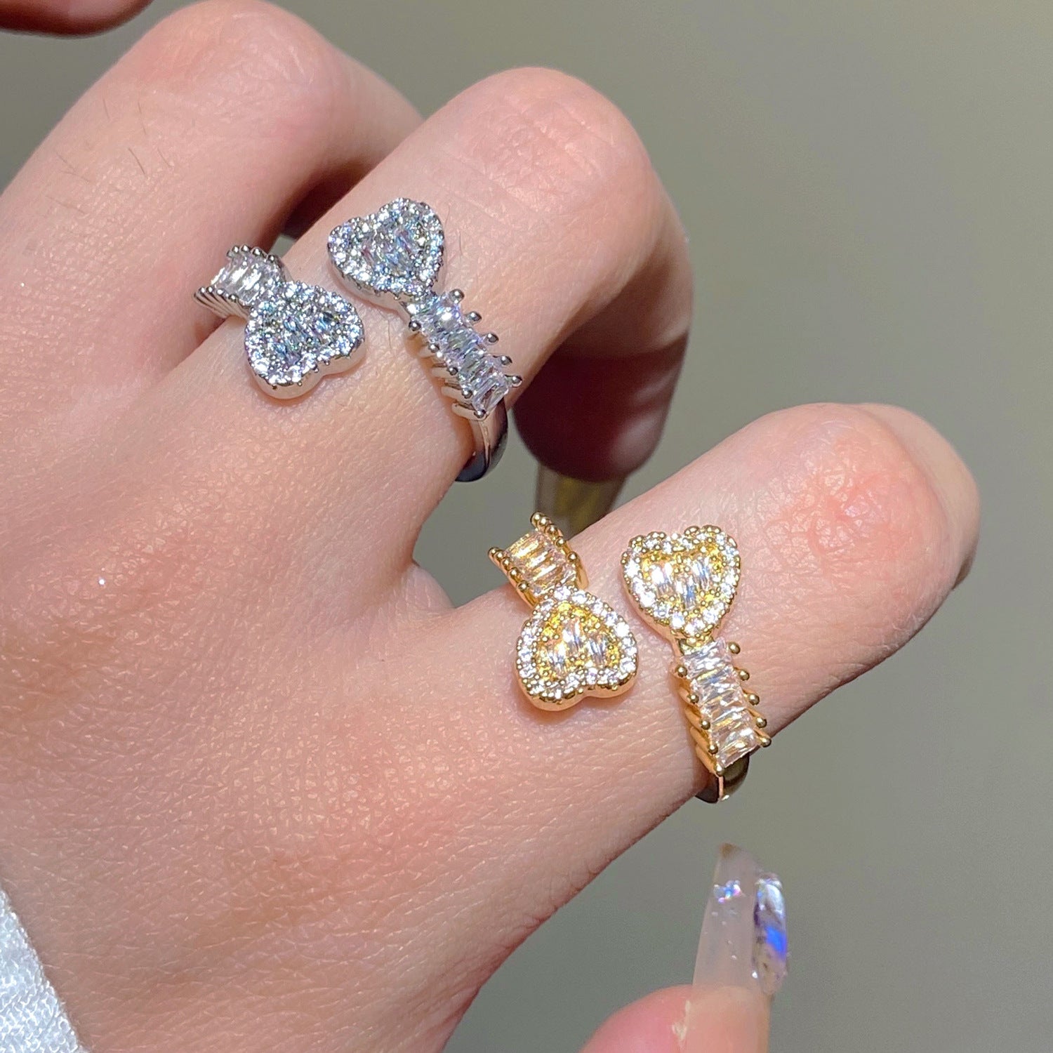 Wholesale  Light Luxury  Love Ring  Open Finger Ring