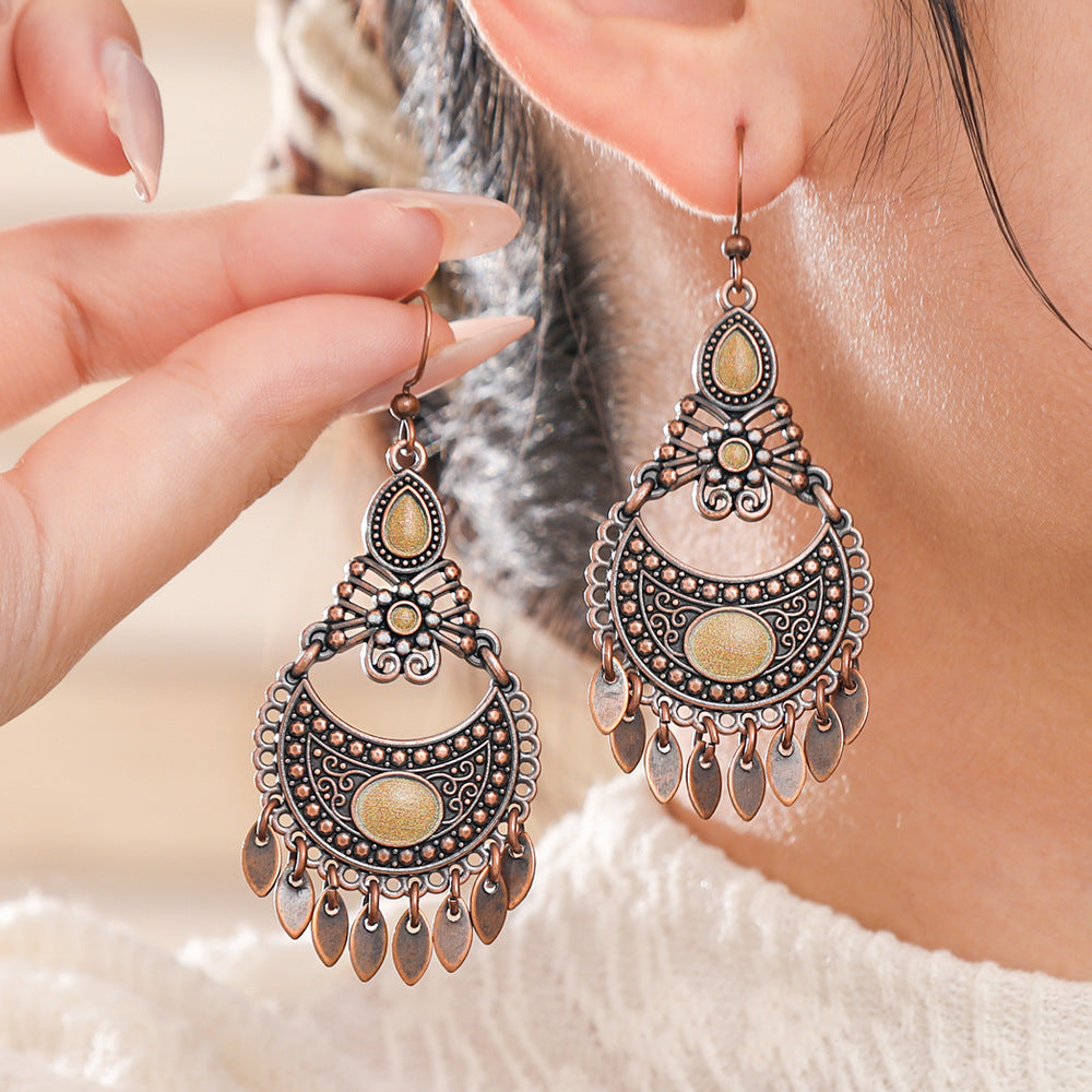 Wholesale Bohemian Geometric Tassel Earrings Set Trendy Jewelry Accessory for Gift