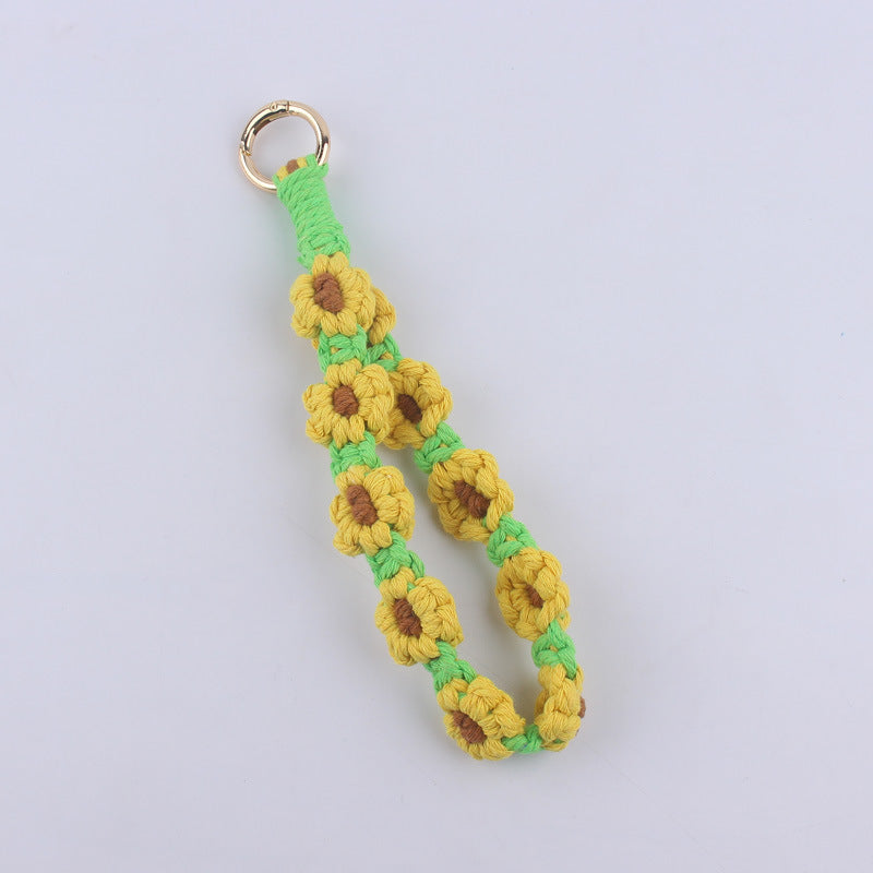 Wholesale Handmade Weaving Cotton Cord Daisy Keychain ACC-KC-GuangTian019