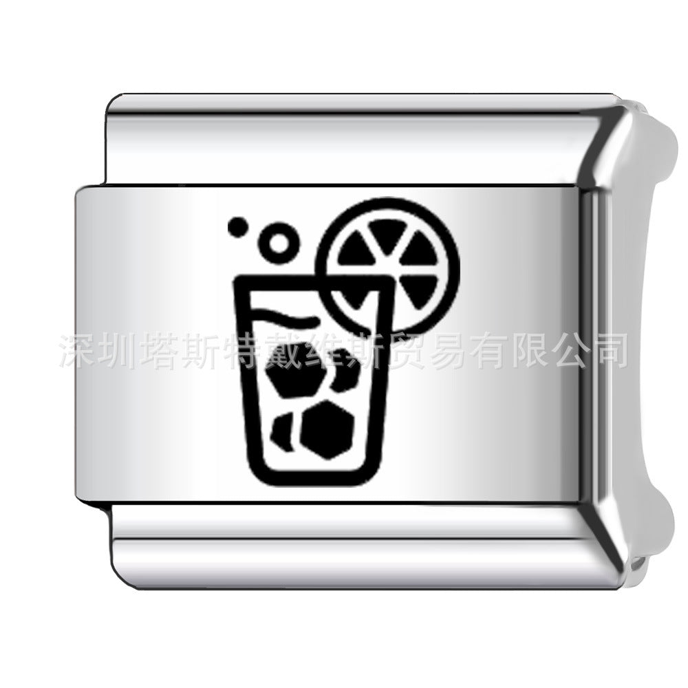 Wholesale 9mm Italian Charm Starter Bracelets DIY square Single Section Creative Stainless Steel Composable Bracelet