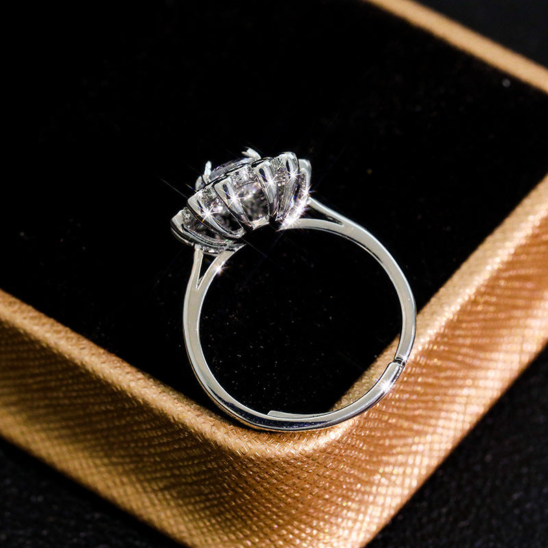 Wholesale Copper inlaid zircon sunflower open ring