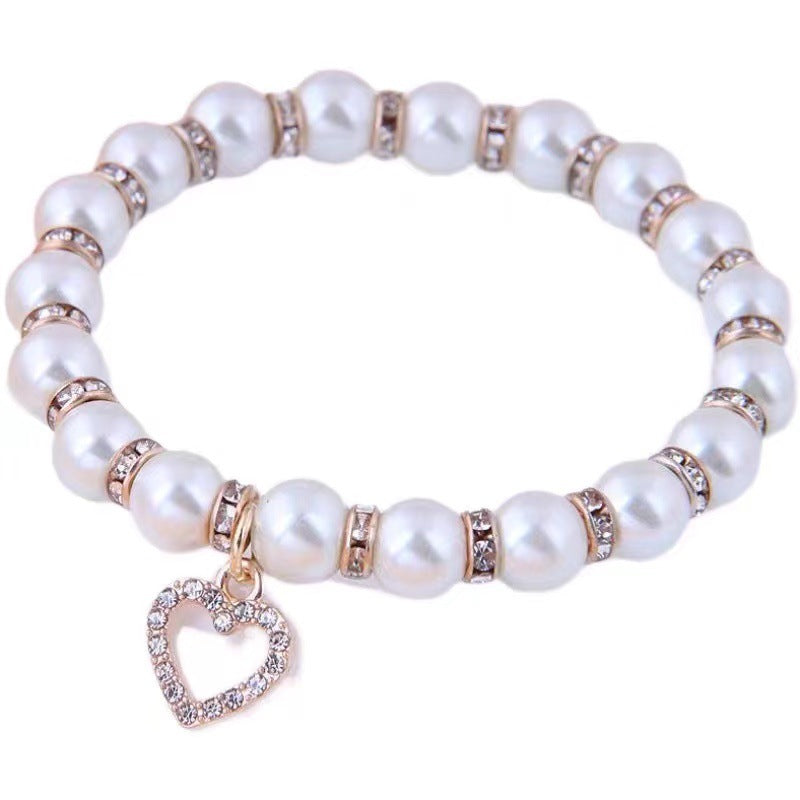 Wholesale Metal Pendant Diamond Pearl Bracelet ACC-BT-Weiy027