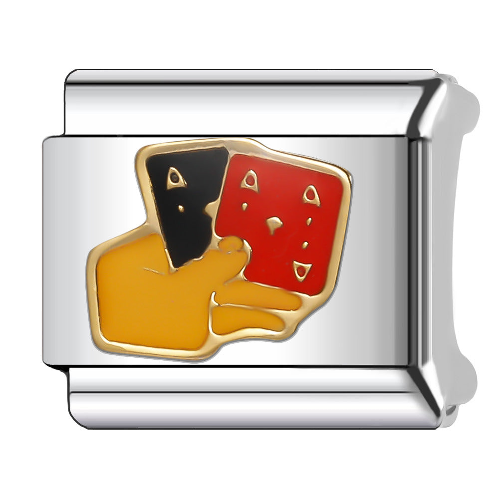 Wholesale Italian Charm Bracelet 9mm DIY Splicing Gold Chess Series Stainless Steel Composable Bracelet