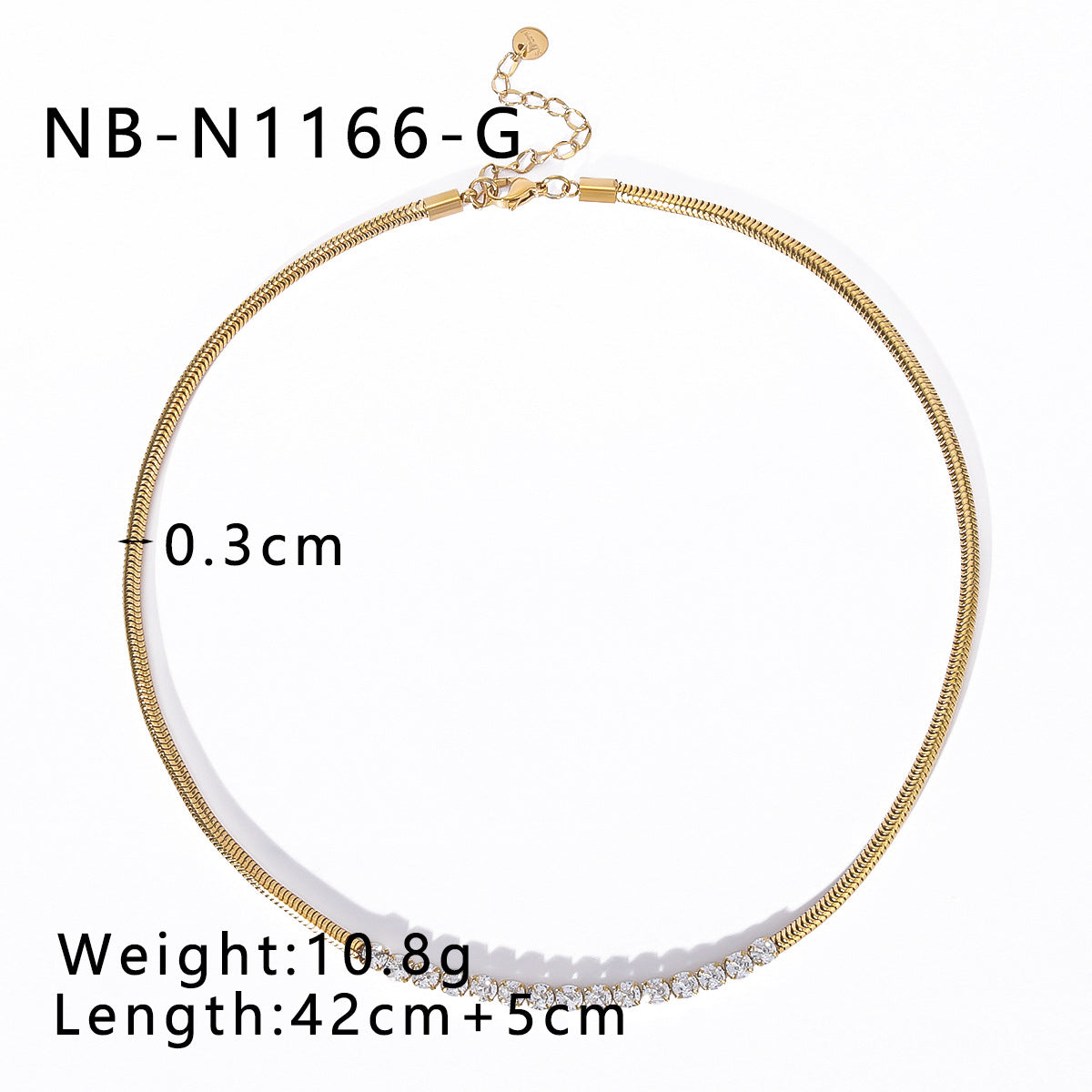 Wholesale 18K gold inlaid zircon snake chain titanium steel bracelet necklace suit