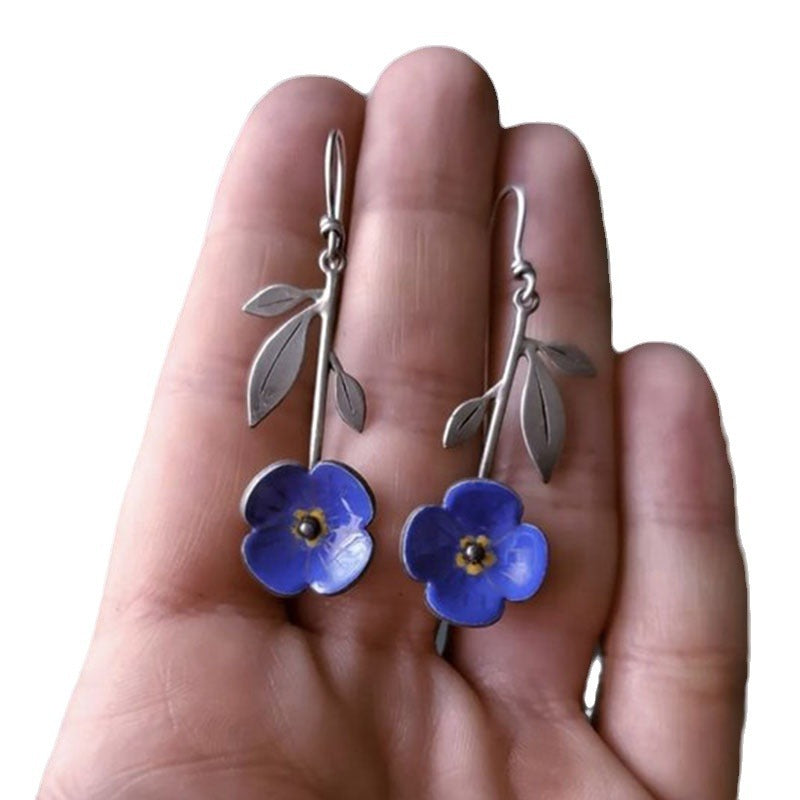 Wholesale  navy blue flower earrings