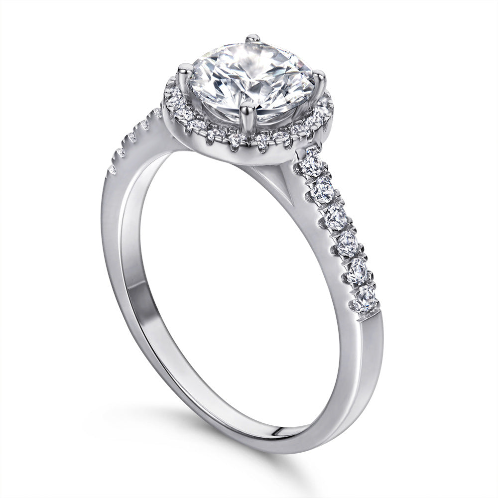 Wholesale  1 karat  Diamond Ring S925 Silver Ring