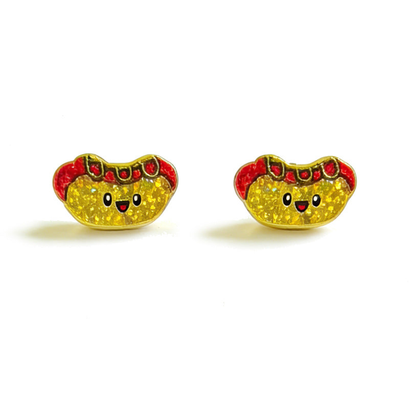 Wholesale 2 Pairs Sparkling  Acrylic  Baseball Hot Dog Popcorn Baseball Glove Earrings