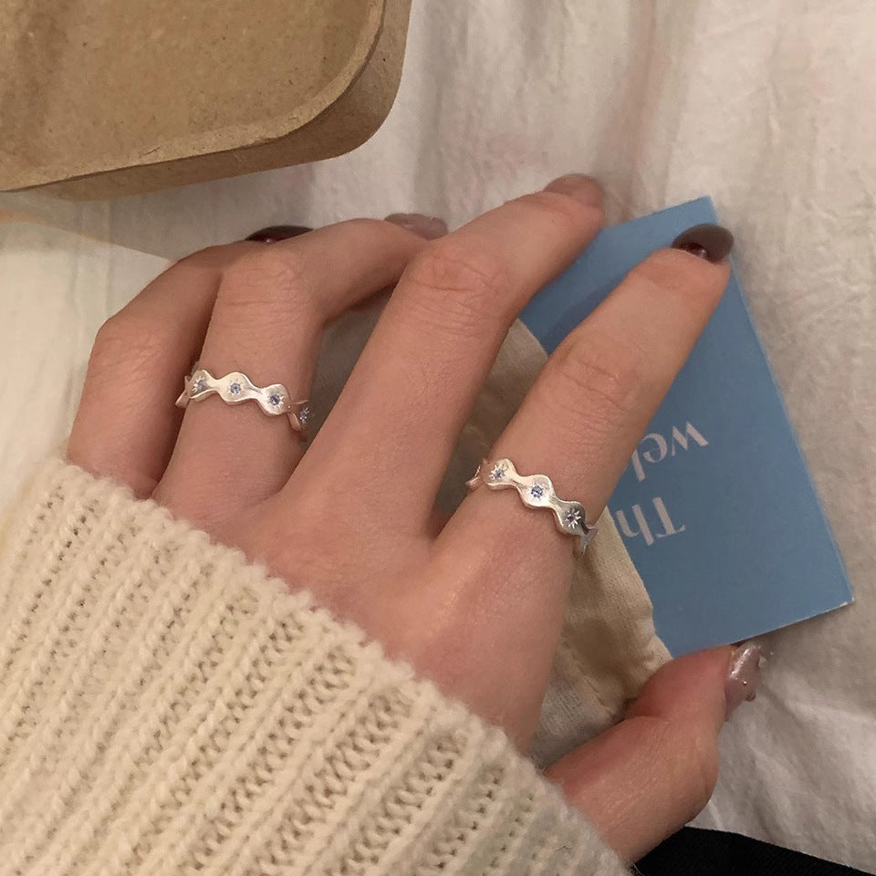 Wholesale  Retro Finger Ring Platinum Blue Spinel Silver  Ring