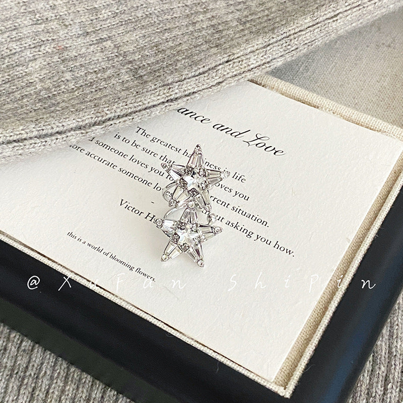 Wholesale Light luxury style diamond five-pointed star ear clip earrings