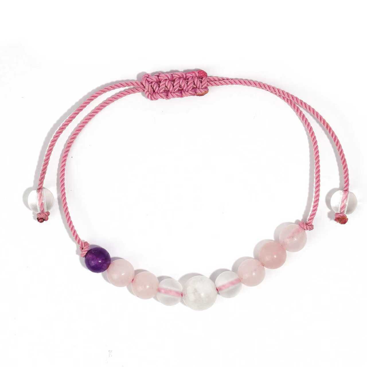 Wholesale Redwood Stone Bracelet Amethyst Moonstone Cord Beaded Adjustable Bracelet