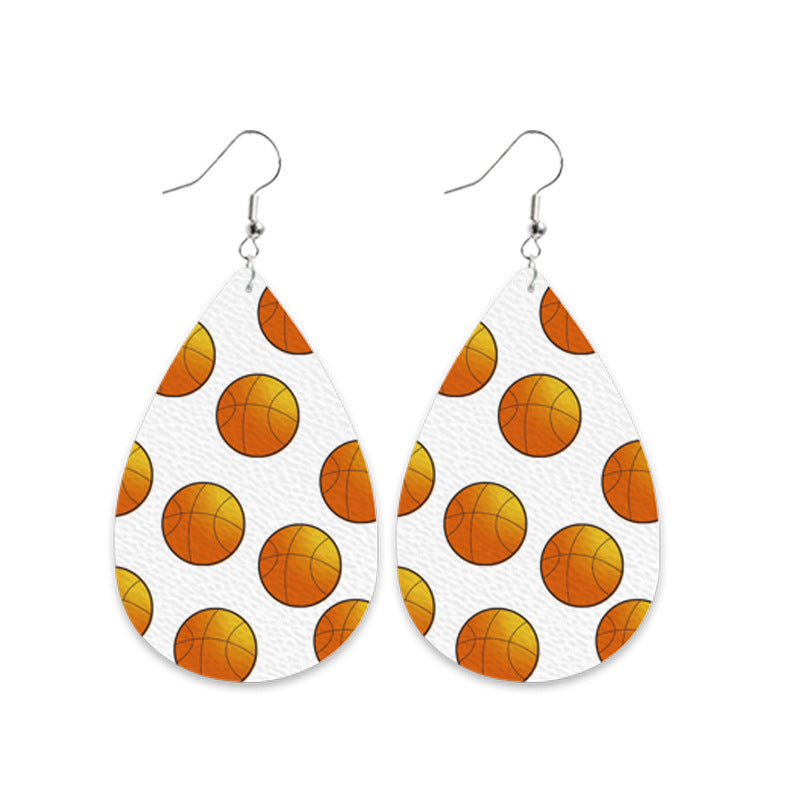 Wholesale 2 Pairs/pack Football Rugby Leather Earrings ACC-ES-HY182