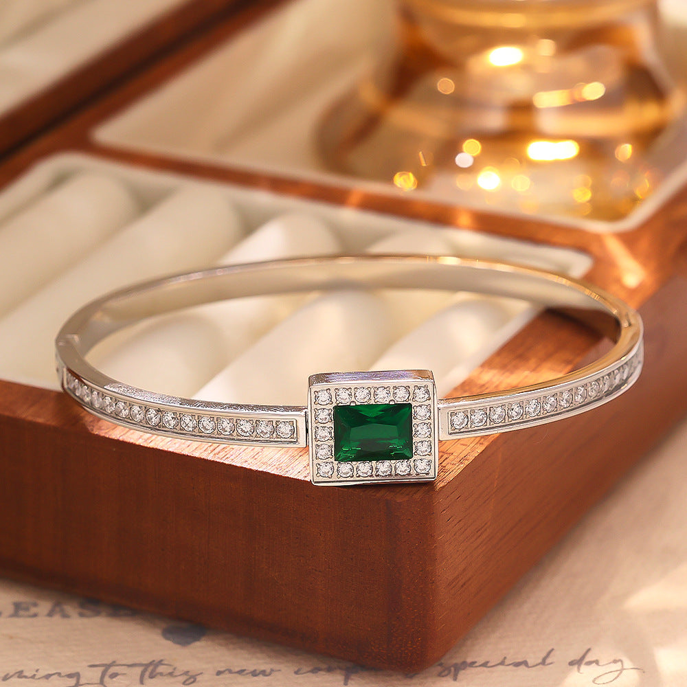 Wholesale Inlaid Colored Zircon Titanium Steel Bracelet ACC-BT-Feif003