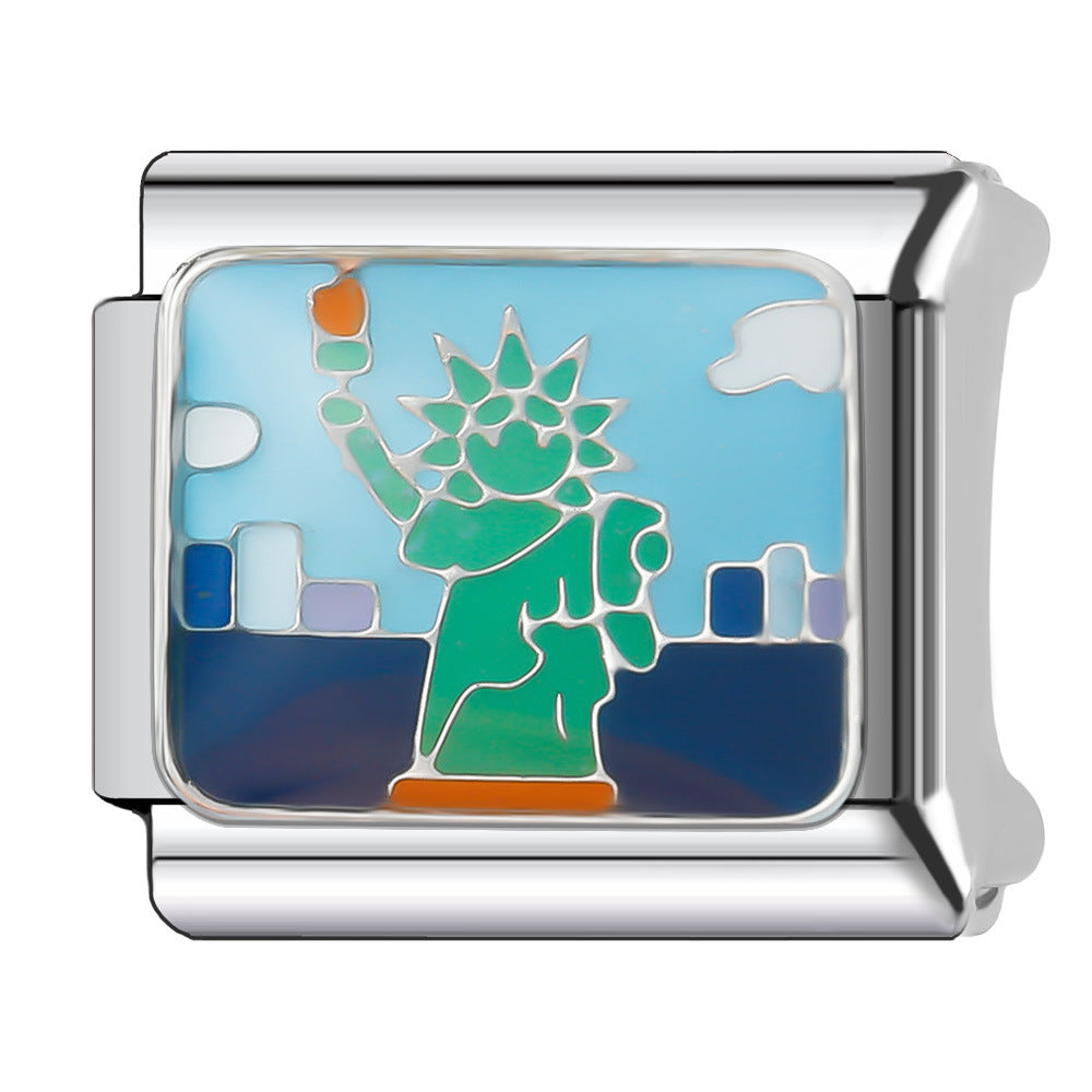 Wholesale Italian Charm Bracelet 9mm DIY Splicing Creative Pattern Stainless Steel Composable Bracelet