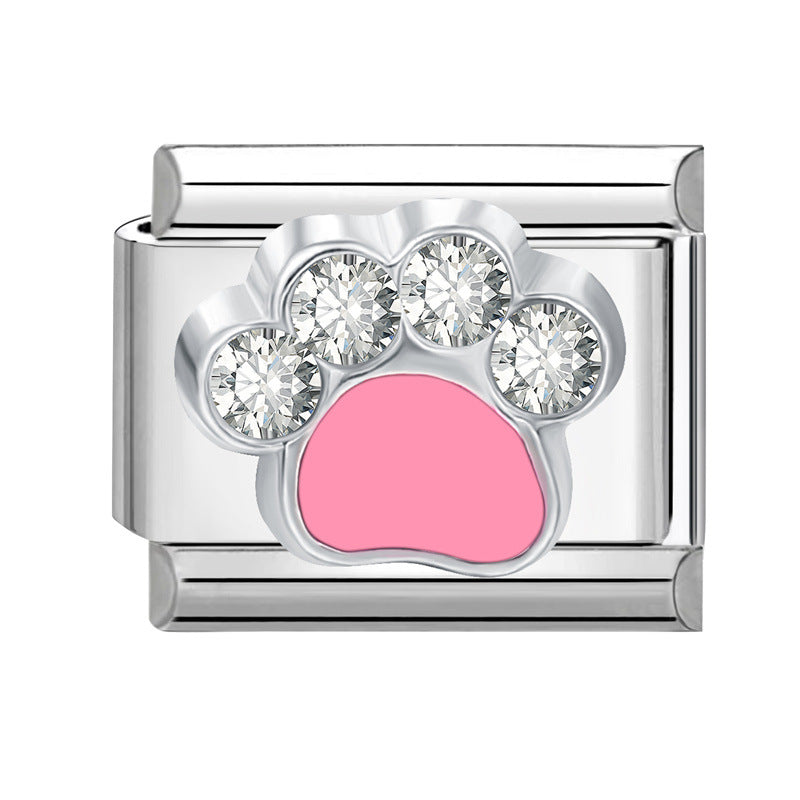 Wholesale Italian Charm Bracelet 9mm DIY Splicing Cat' s Paw Pet Stainless Steel Composable Bracelet