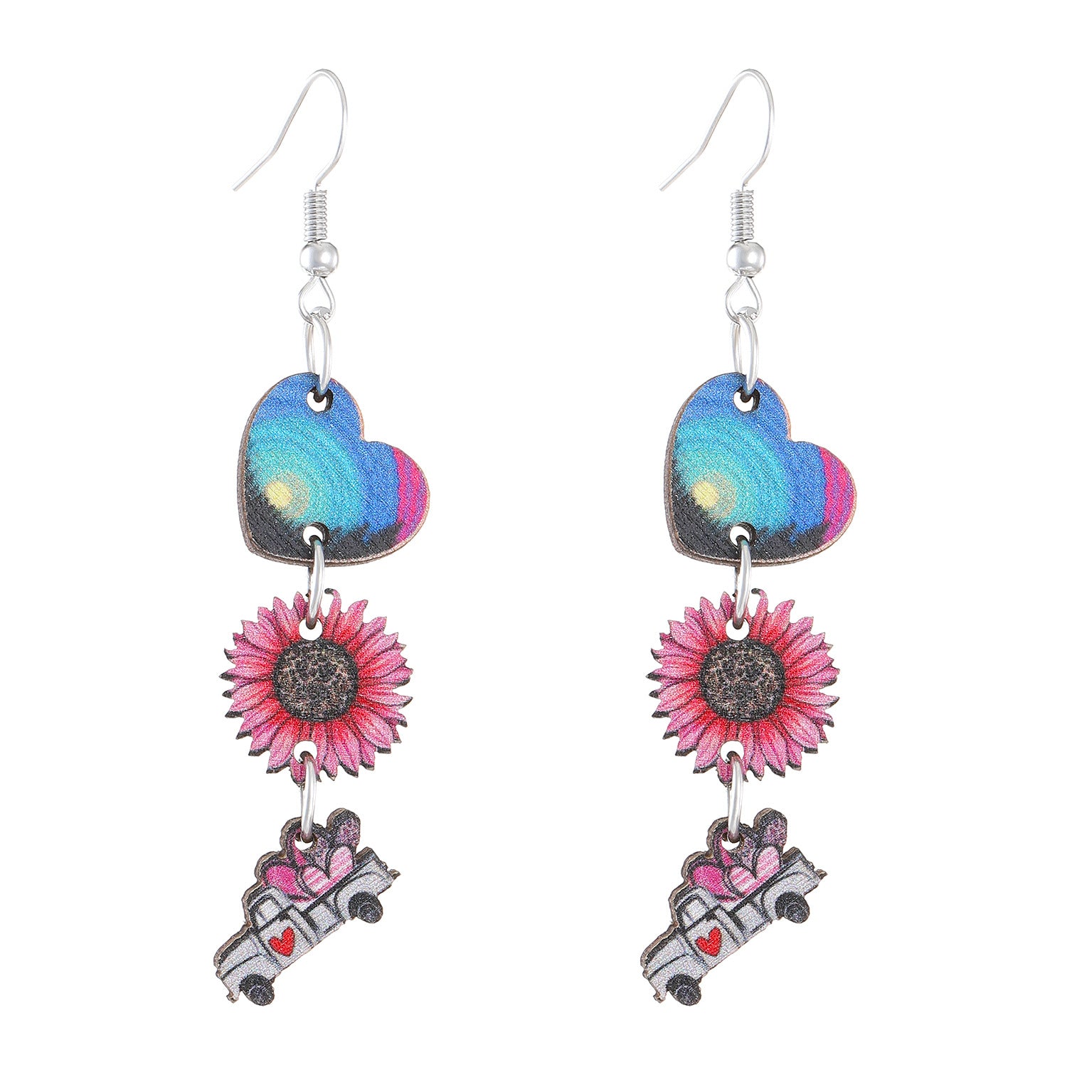 Wholesale Wooden Valentine' s Day Heart-shaped Earrings