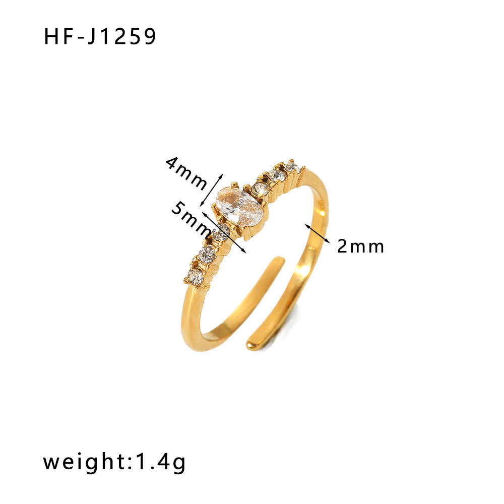 Wholesale Inlaid Zircon Open Adjustable 18k Gold Plated Stainless steel Rings ACC-RS-Xiny006