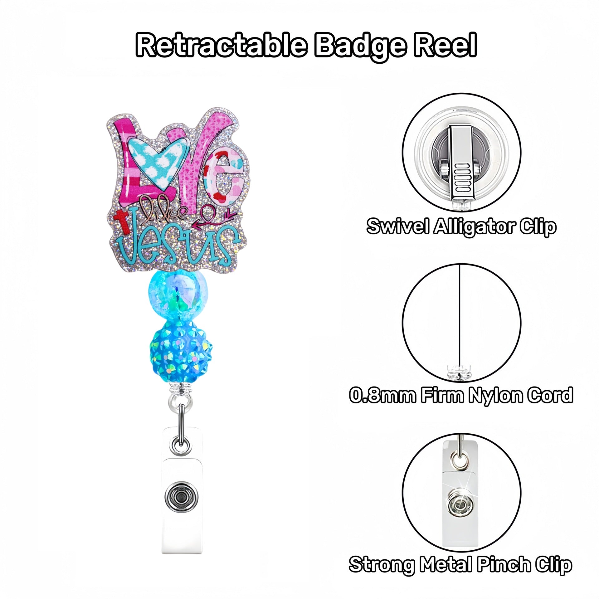 Wholesale Diamond ball with beads Badge Reels Keychains