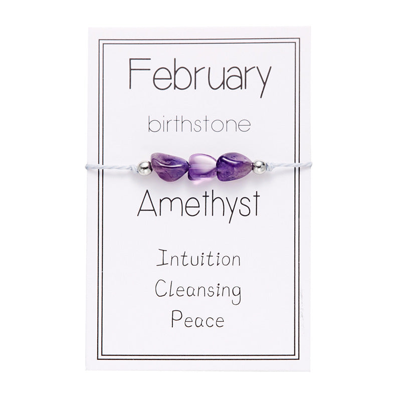 Wholesale irregular stone 3 birthstone card bracelet