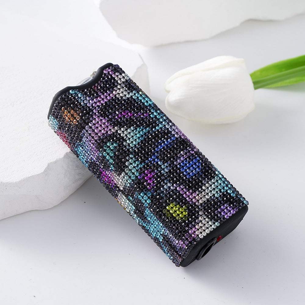 Wholesale Colorful Leopard Print Rhinestone Multifunctional Rechargeable Flashlight Keychain ACCVIP-KC-ZhiYa006