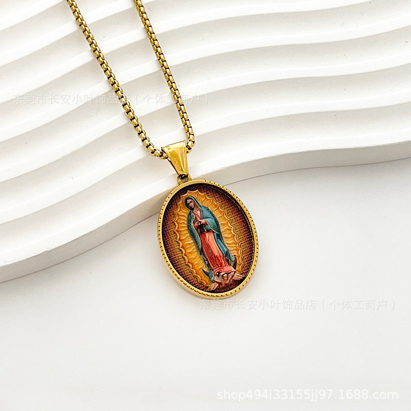 Wholesale Western Style Retro Enamel Oval Pendant Necklace