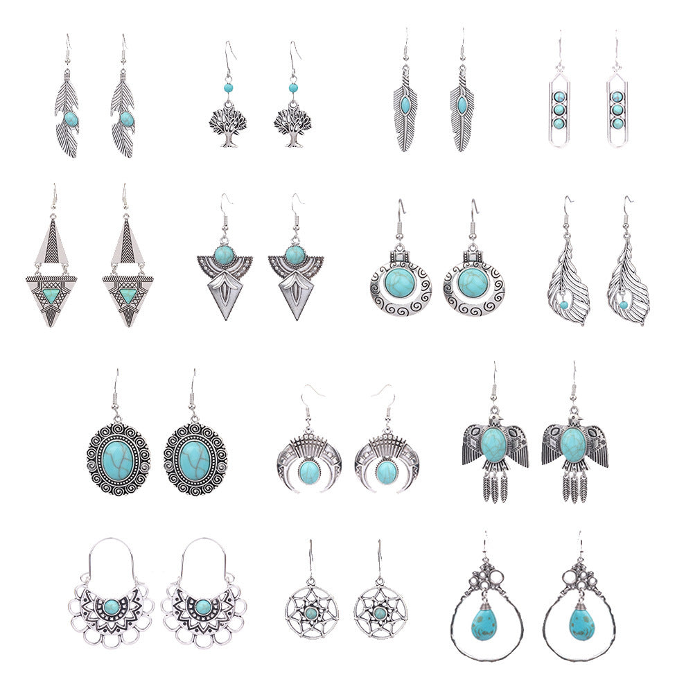 Wholesale  Bohemian turquoise ear jewelry earrings