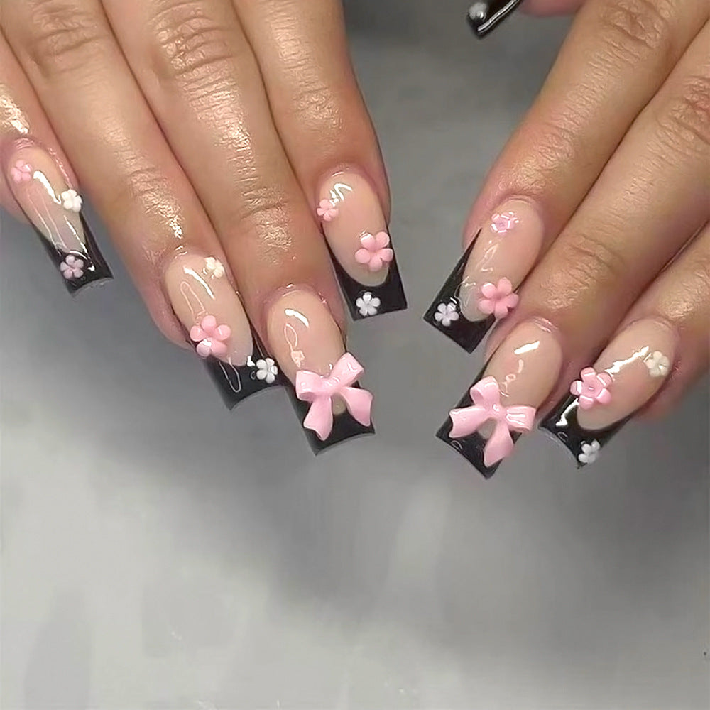 Wholesale 24 Pieces/box Valentine's Day Long Flower Bow Nails Kits Nail Stickers ACC-NS-MiKe030