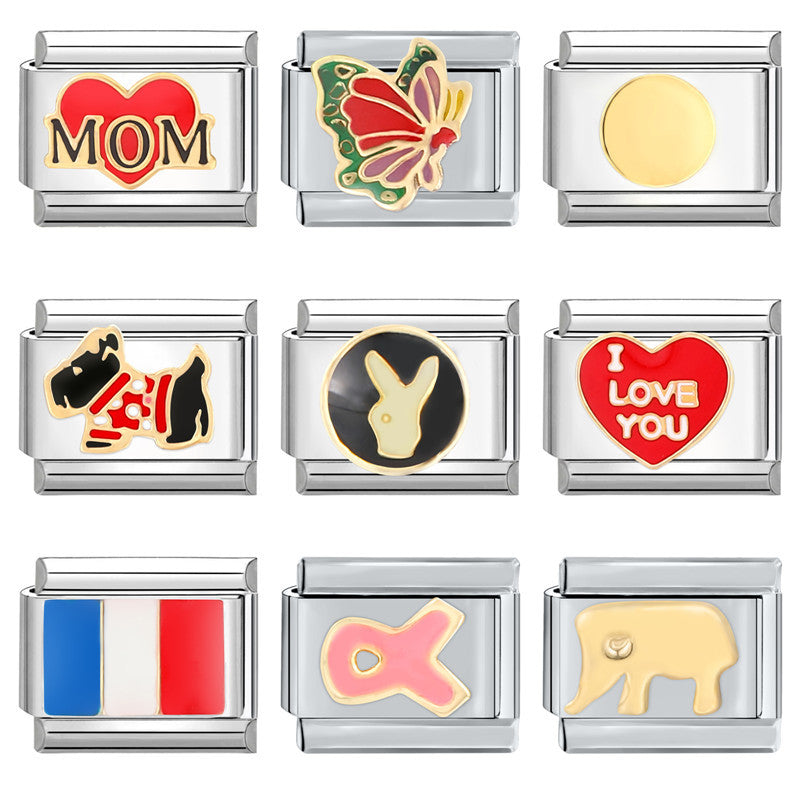 Wholesale Italian modular bracelet 9mm DIY splicing detachable stainless steel combinable bracelet