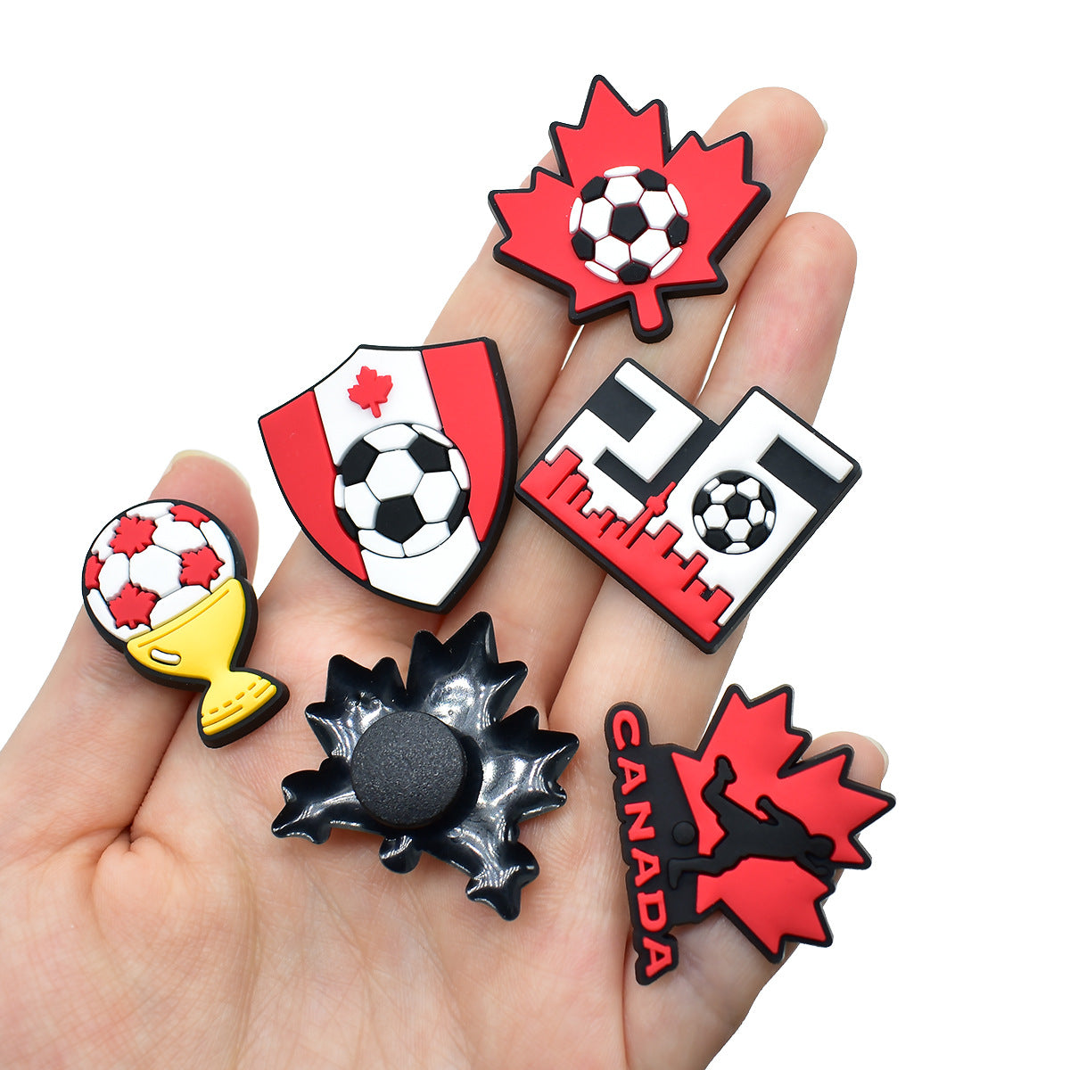 Wholesale Random 100pcs Football Club clogs   PVC Soft Rubber Shoe Buckle Decoration