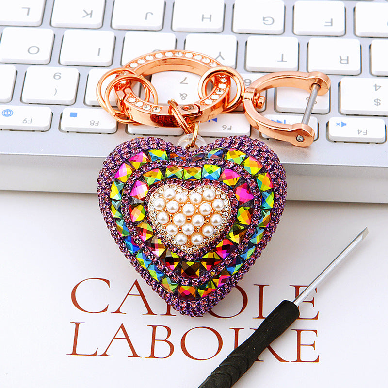 Wholesale Colorful Luminous Love Heart Car Keychain ACC-KC-RuiYuan011