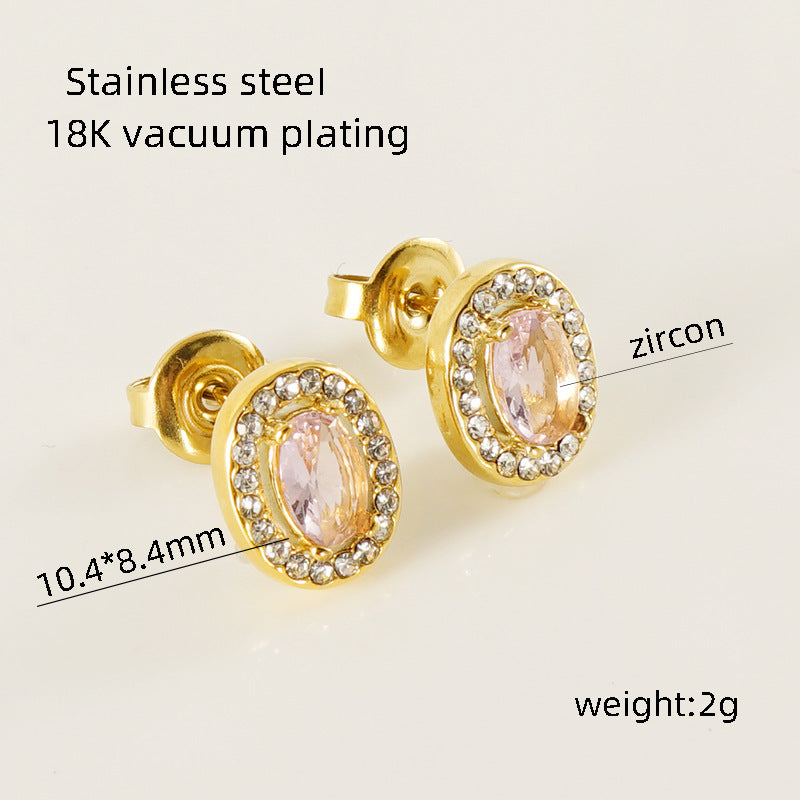Wholesale Stainless Steel Love Zircon 18K Water Drop Sunflower Earrings ACC-ES-Zhongy002