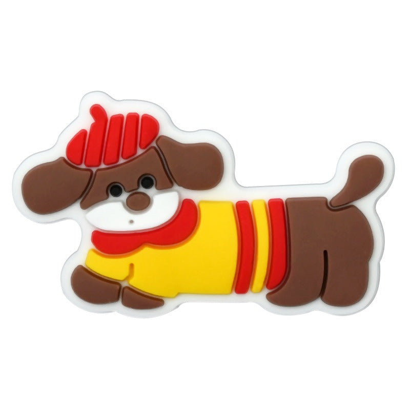 Wholesale   Random 100pcs Cartoon dachshund PVC Soft Rubber Shoe Buckle Decoration