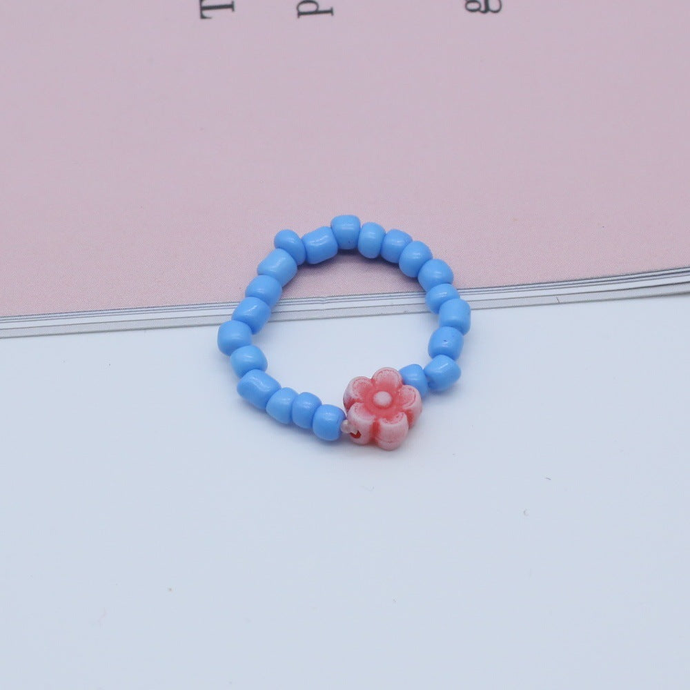 Wholesale  flower hand-woven rice beads beaded ring