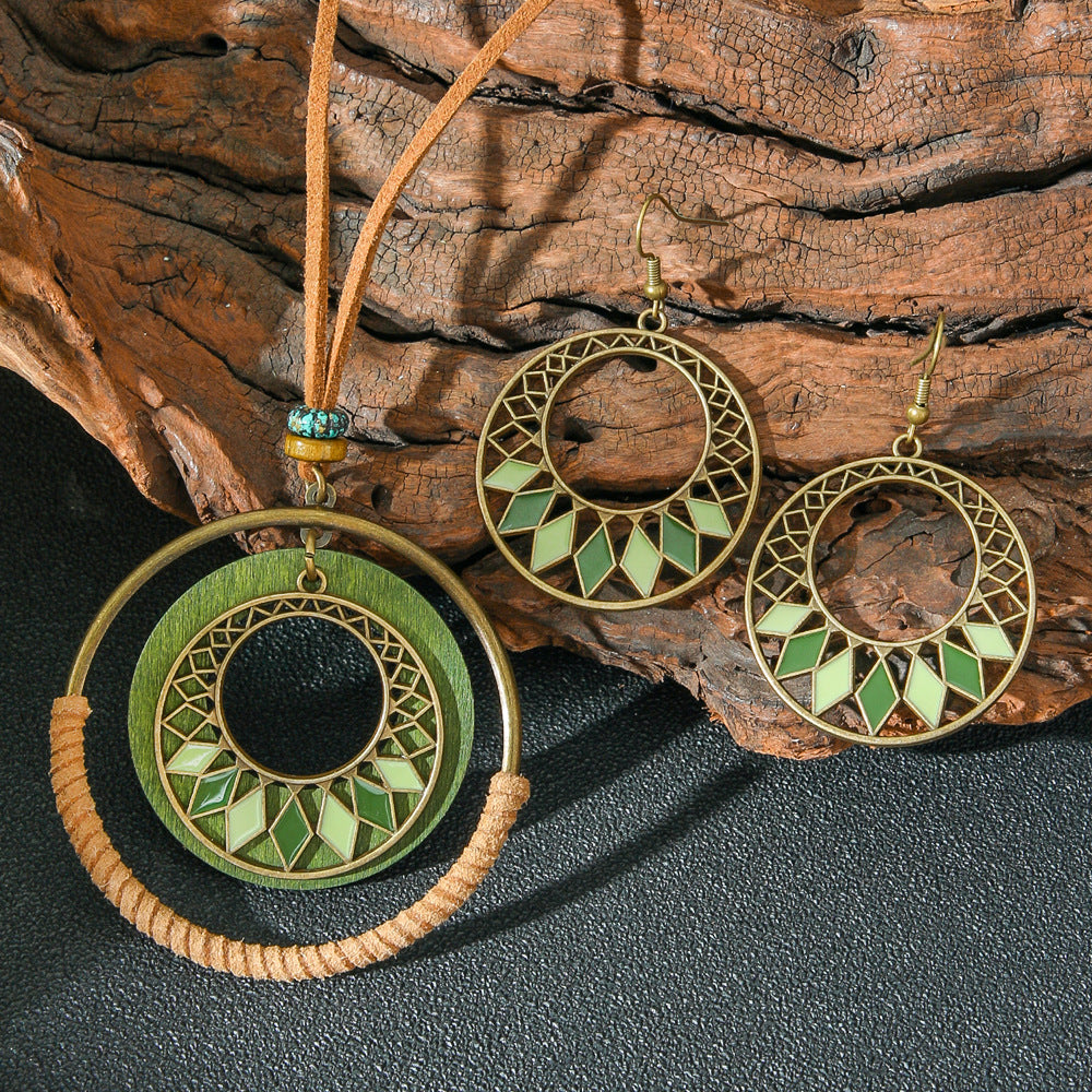 Wholesale Bohemian Forest Style Earrings and Necklace Set - Stylish Fashion Accessory for Party or Everyday Wear