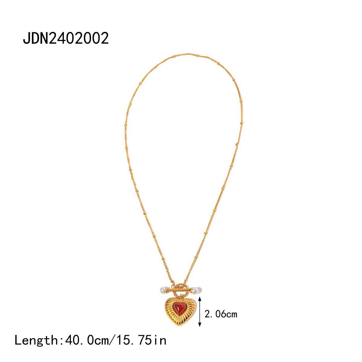 Wholesale Stainless Steel Red Agate Cross Love Necklace