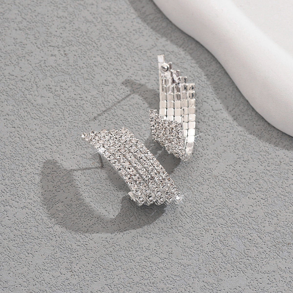 Wholesale Super Flash Set Zircon Geometric Elegant Earrings